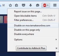 Matikan Adblock Plus untuk moviemakeronline.com dalam Firefox