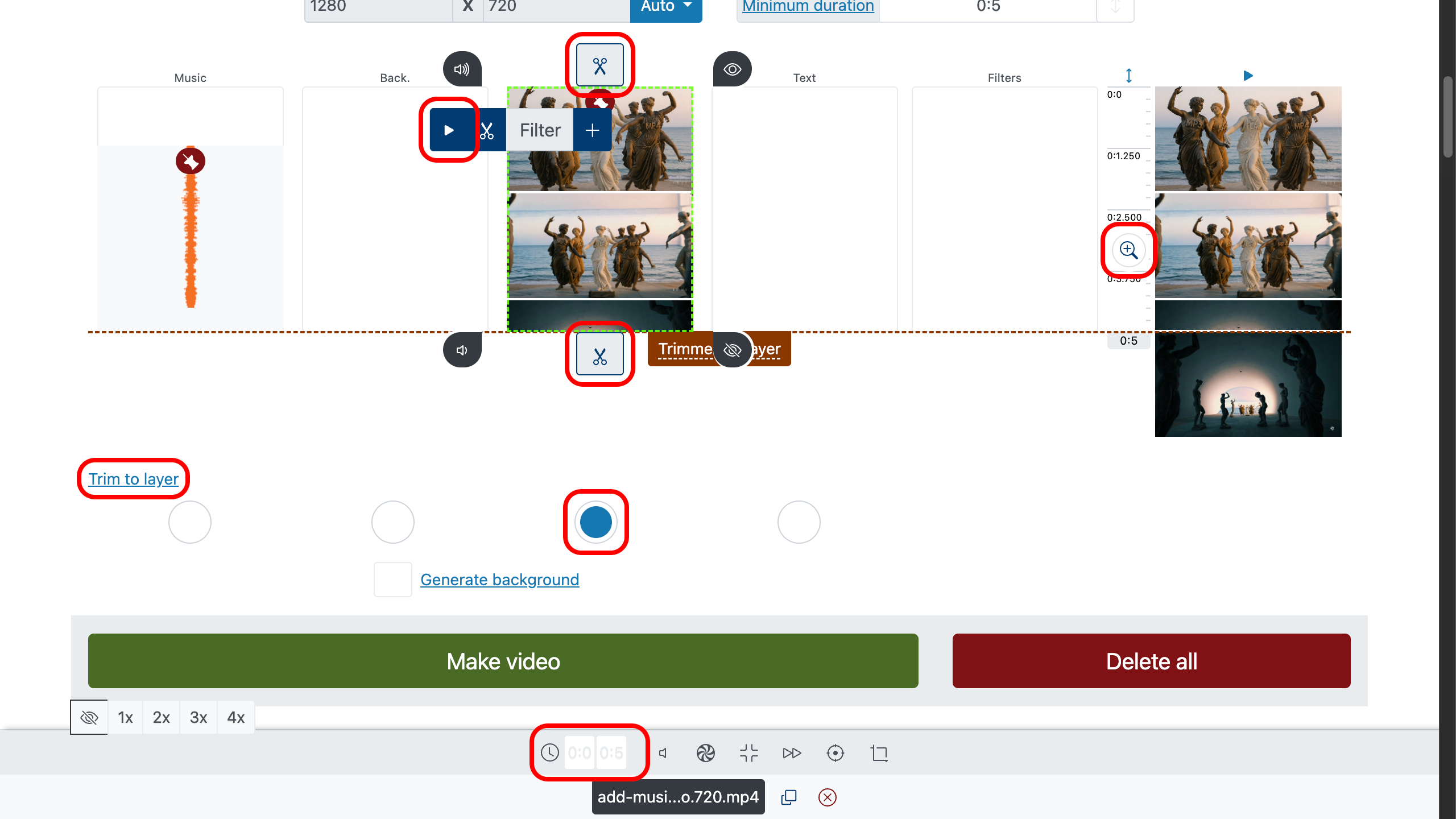 Letak muzik pada video - pangkas fail video dan audio